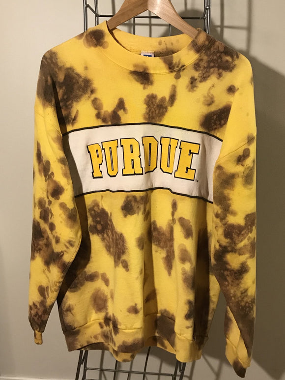 UPCYCLED VINTAGE PURDUE UNIVERSITY CREW NECK SWEATSHIRT - SIZE 2XL