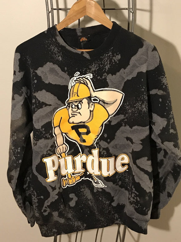 UPCYCLED VINTAGE PURDUE UNIVERSITY CREW NECK SWEATSHIRT - SIZE L