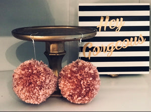 Rose Gold Pom Earrings