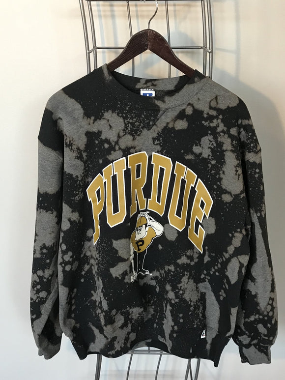 UPCYCLED VINTAGE PURDUE UNIVERSITY CREW NECK SWEATSHIRT - SIZE L