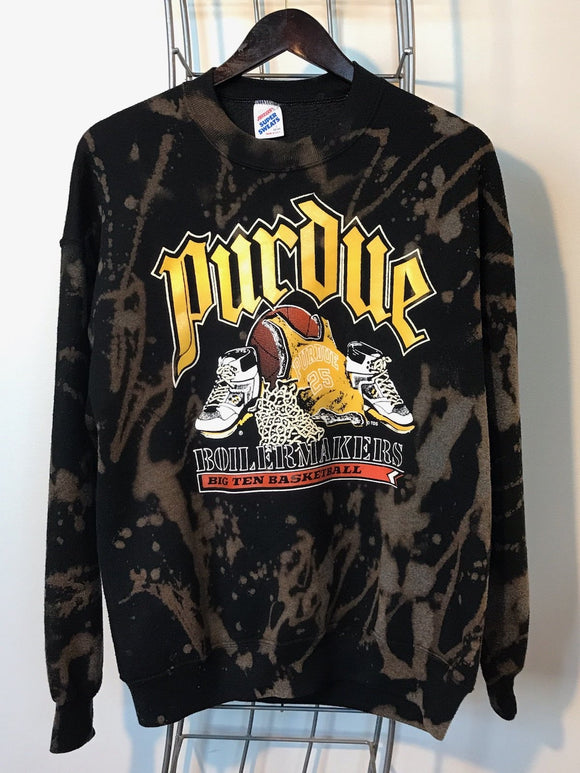 UPCYCLED VINTAGE PURDUE UNIVERSITY CREW NECK SWEATSHIRT - SIZE L